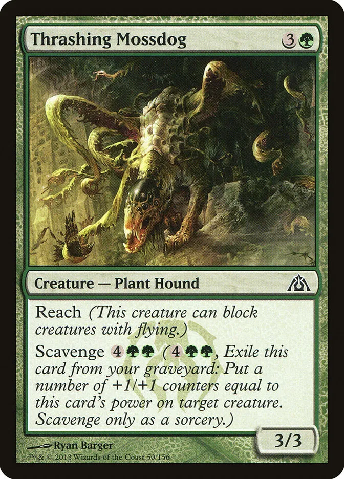 2013 Dragon's Maze Thrashing Mossdog common #50 unlisted card image