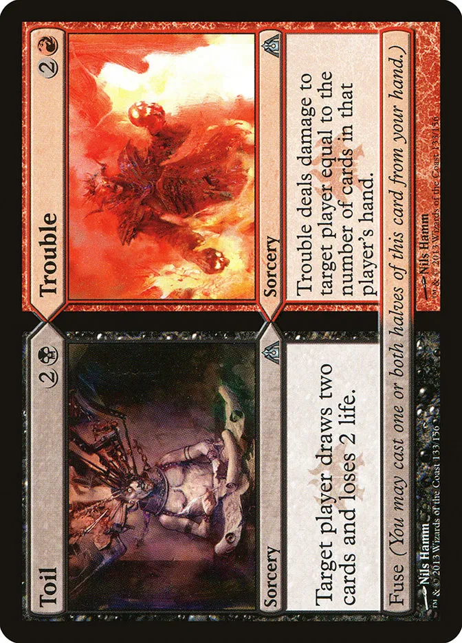 2013 Dragon's Maze Toil // Trouble uncommon #133 unlisted card image