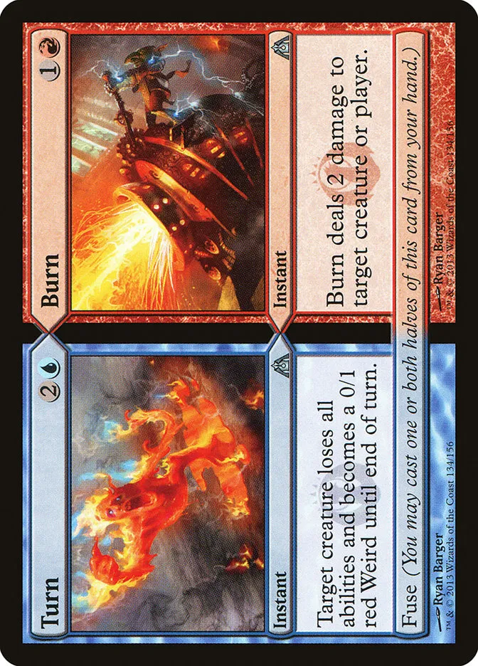 2013 Dragon's Maze Turn // Burn uncommon #134 unlisted card image