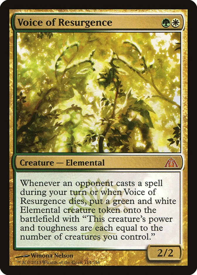 2013 Dragon's Maze Voice of Resurgence mythic #114 unlisted card image