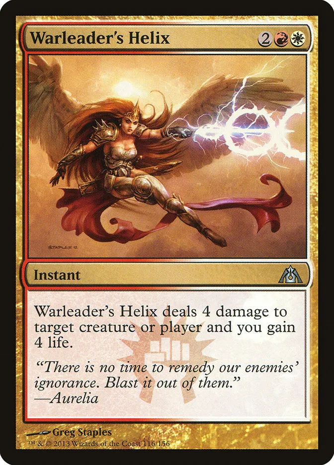 2013 Dragon's Maze Warleader's Helix uncommon #116 unlisted card image