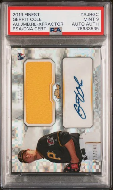 2013 Finest Gerrit Cole Autograph Jumbo Relic Xfractor #AJRGC card image