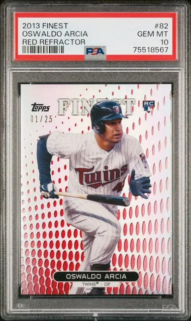2013 Finest Oswaldo Arcia (01/25) Red Refractor #82 card image