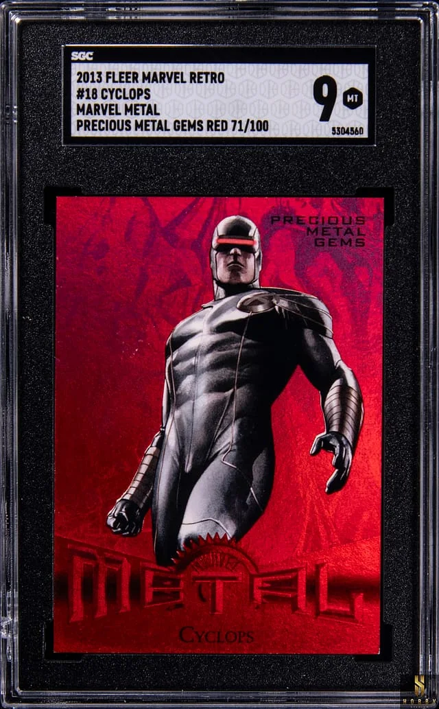 2013 Fleer Cyclops Marvel Retro Precious Metal Gems (PMG) Red #18 card image