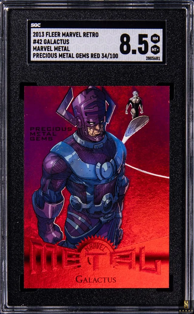 2013 Fleer Galactus Marvel Retro Marvel Metal Precious Metal Gems (PMG) Red #42 card image