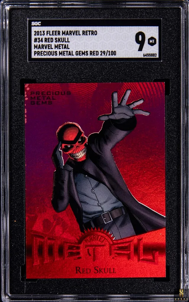 2013 Fleer Red Skull Marvel Retro Precious Metal Gems (PMG) Blue #34 card image