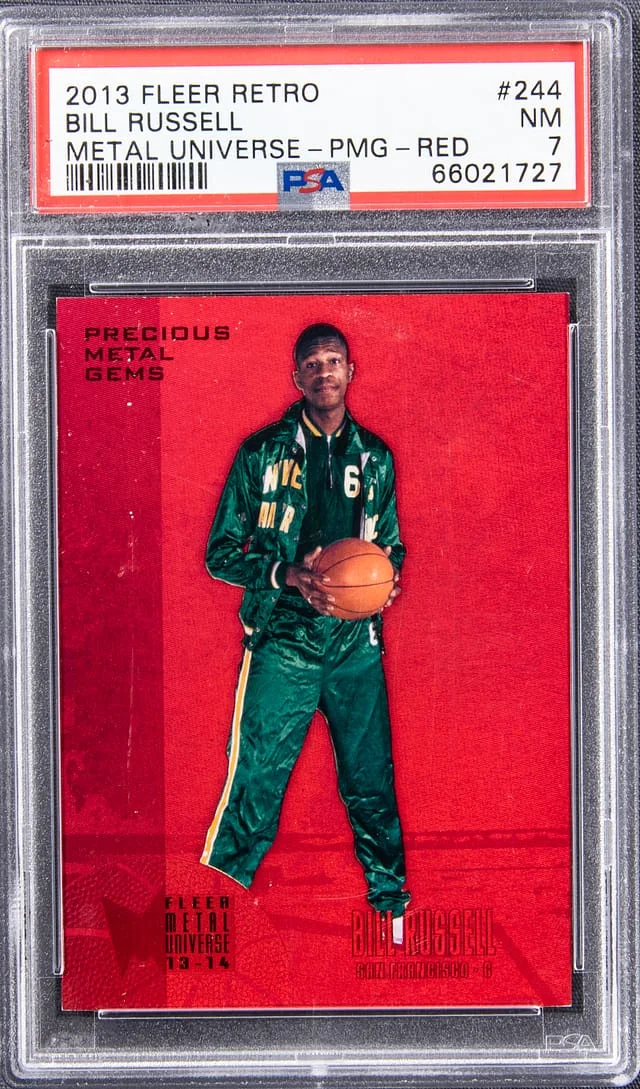 2013 Fleer Retro Bill Russell Metal Universe Precious Metal Gems (PMG) Red #244 card image