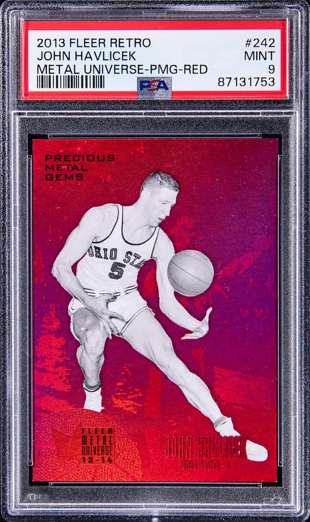 2013 Fleer Retro John Havlicek Metal Universe Precious Metal Gems Red #242 card image
