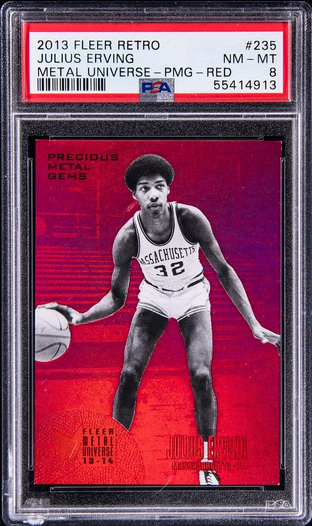 2013 Fleer Retro Julius Erving Metal Universe-Precious Metal Gems-Red #235 card image