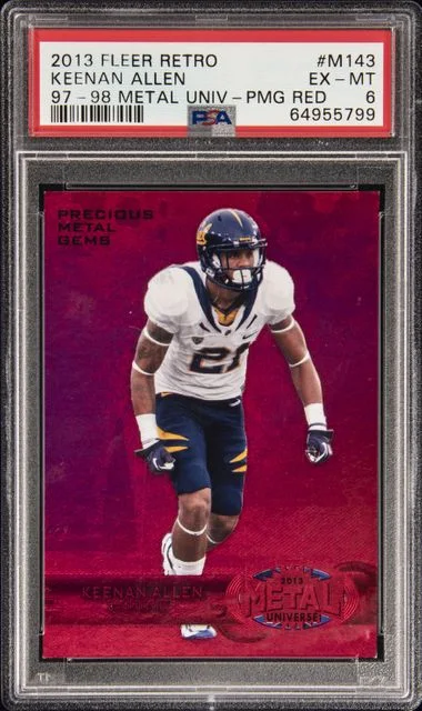 2013 Fleer Retro Keenan Allen 1997-98 Metal Universe Precious Metal Gems Red #M143 card image