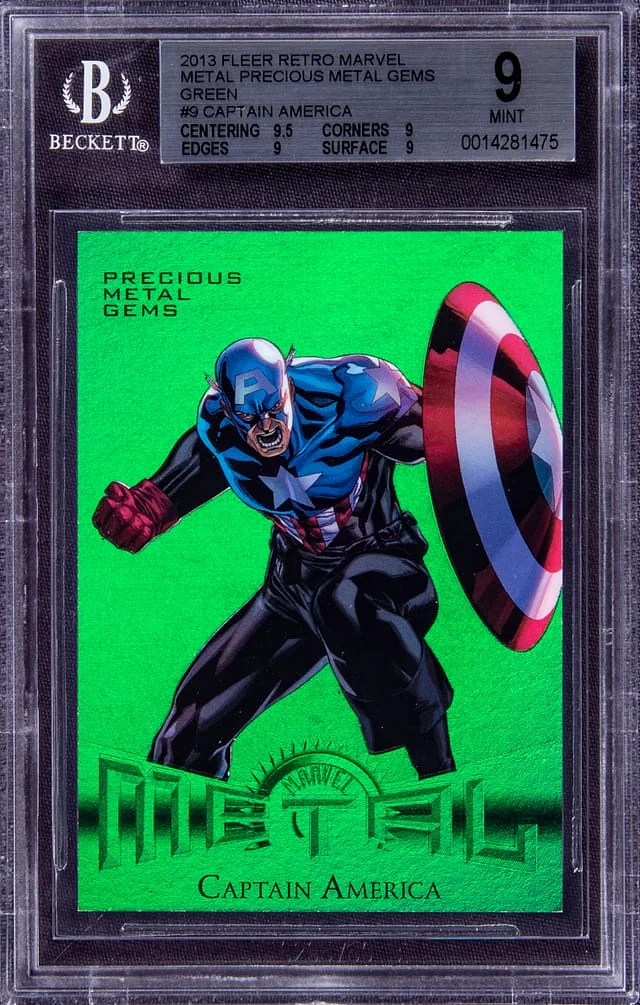 2013 Fleer Retro Marvel Captain America Metal Precious Metal Gems (PMG) Blue #9 card image