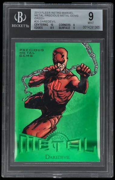 2013 Fleer Retro Marvel Daredevil Metal Precious Metal Gems (PMG) Green #26 card image