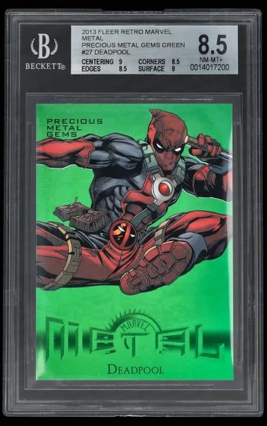 2013 Fleer Retro Marvel Deadpool Metal Precious Metal Gems (PMG) Green #27 card image