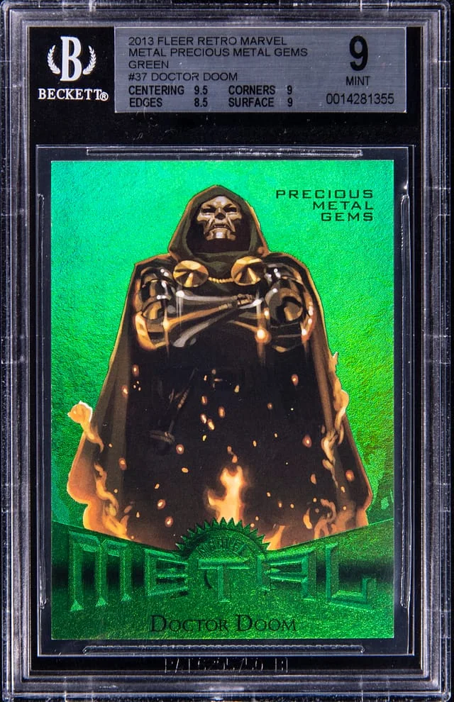 2013 Fleer Retro Marvel Doctor Doom Precious Metal Gems (PMG) Green #37 card image