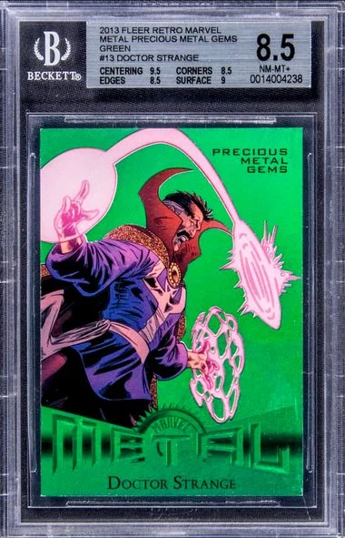 2013 Fleer Retro Marvel Doctor Strange Metal Precious Metal Gems (PMG) Green #13 card image