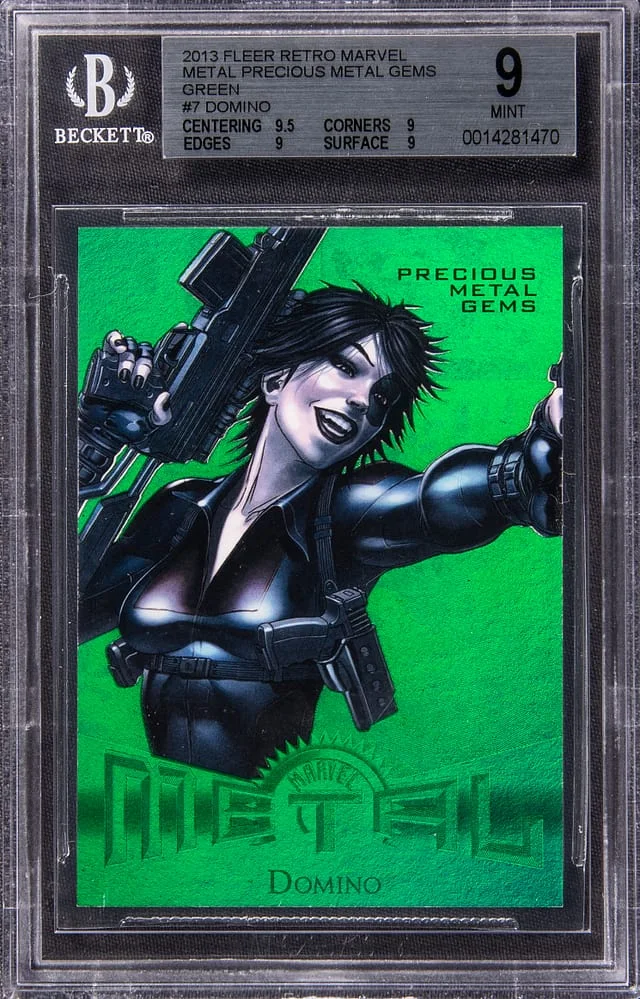 2013 Fleer Retro Marvel Domino Precious Metal Gems (PMG) Green #7 card image