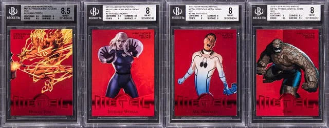 2013 Fleer Retro Marvel Fantastic Four Set (4) Precious Metal Gems (PMG) Red #1-4 card image