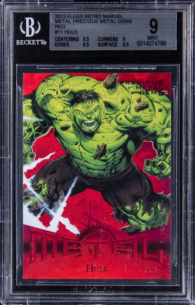 2013 Fleer Retro Marvel Hulk Precious Metal Gems (PMG) Red #11 card image
