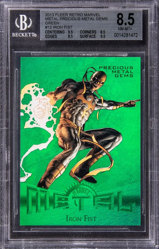 2013 Fleer Retro Marvel Iron Fist Precious Metal Gems (PMG) Green #12 card image