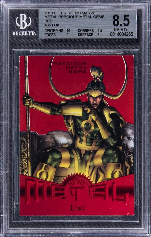 2013 Fleer Retro Marvel Loki Precious Metal Gems (PMG) Red #35 card image