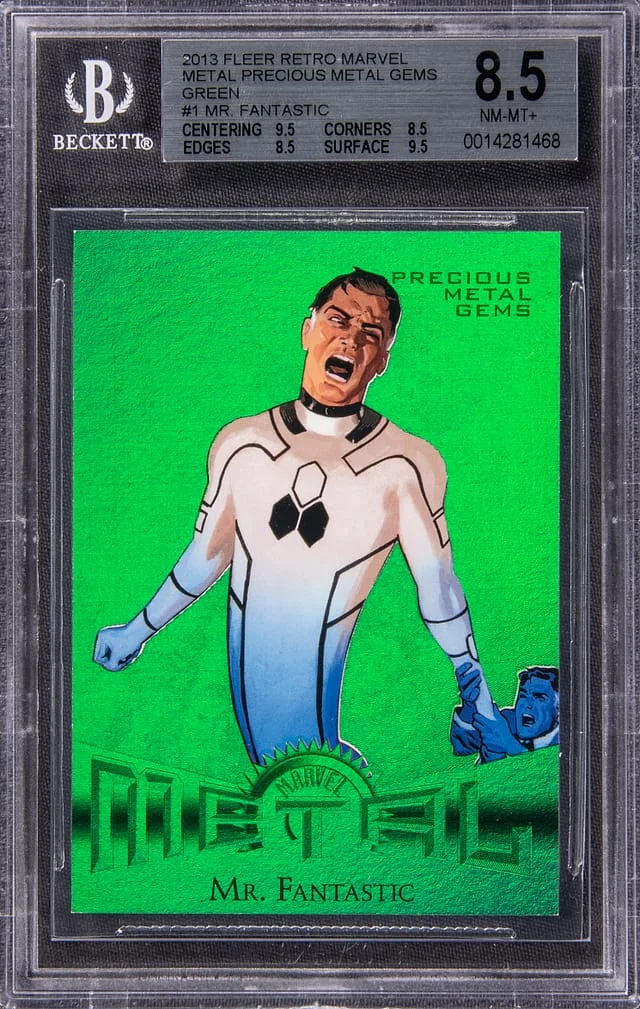 2013 Fleer Retro Marvel Mr. Fantastic Precious Metal Gems (PMG) Green #1 card image