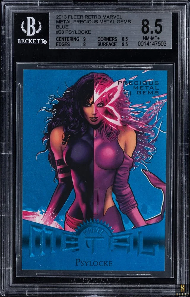 2013 Fleer Retro Marvel Psylocke Precious Metal Gems (PMG) Green #23 card image