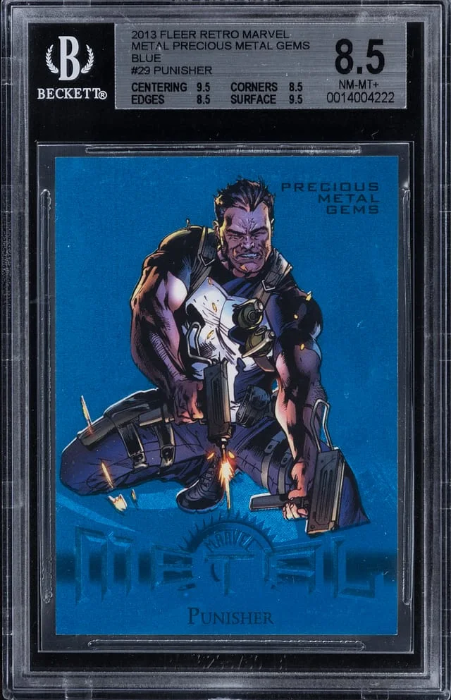 2013 Fleer Retro Marvel Punisher Precious Metal Gems (PMG) Blue #29 card image