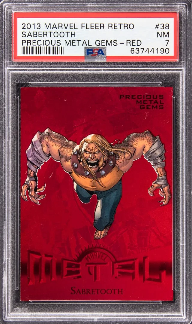 2013 Fleer Retro Marvel Sabertooth Precious Metal Gems (PMG) Red #38 card image