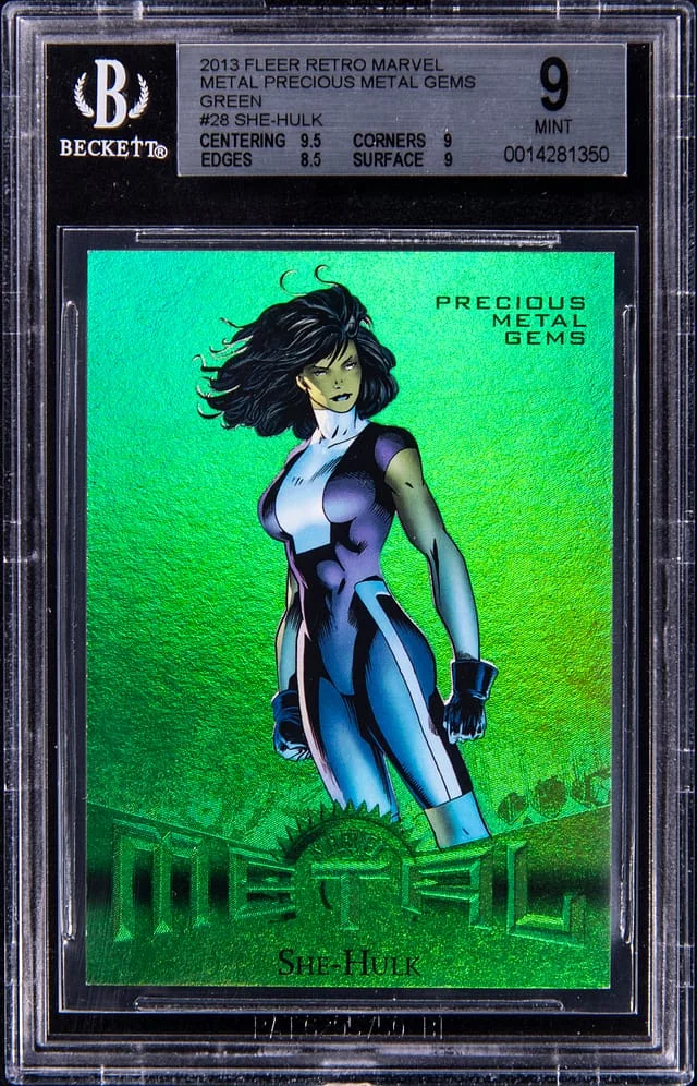 2013 Fleer Retro Marvel She-Hulk Precious Metal Gems (PMG) Green #28 card image