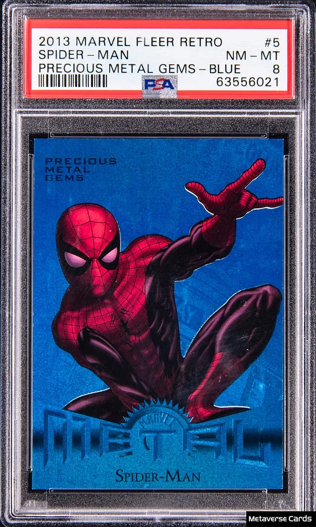 2013 Fleer Retro Marvel Spider-Man Precious Metal Gems (PMG) Blue #5 card image