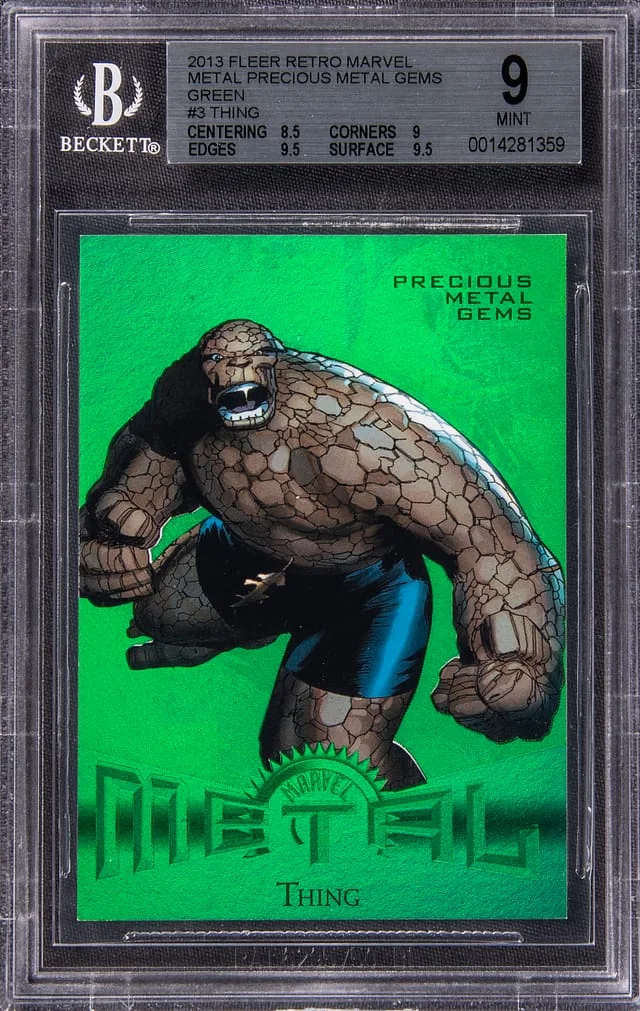 2013 Fleer Retro Marvel The Thing PMG Green #3 card image