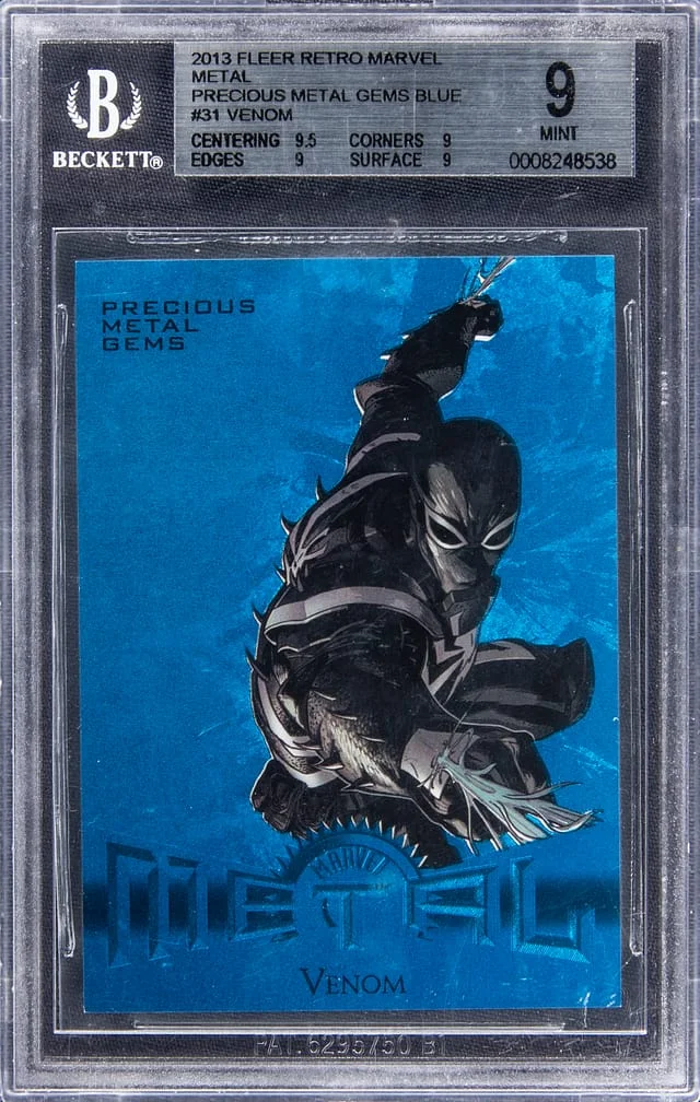 2013 Fleer Retro Marvel Venom Metal Precious Metal Gems (PMG) Blue #31 card image
