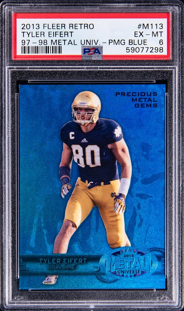 2013 Fleer Retro Tyler Eifert 97-98 Metal Universe Precious Metal Gems Blue #M113 card image