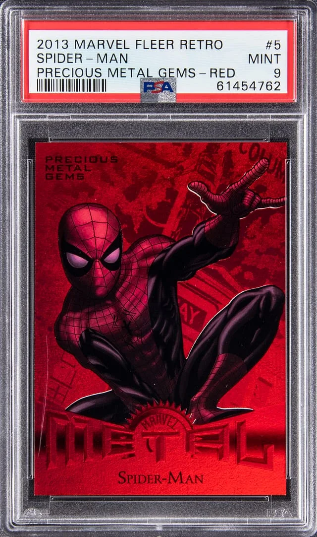 2013 Fleer Spider-Man Marvel Retro Precious Metal Gems (PMG) Red #5 card image