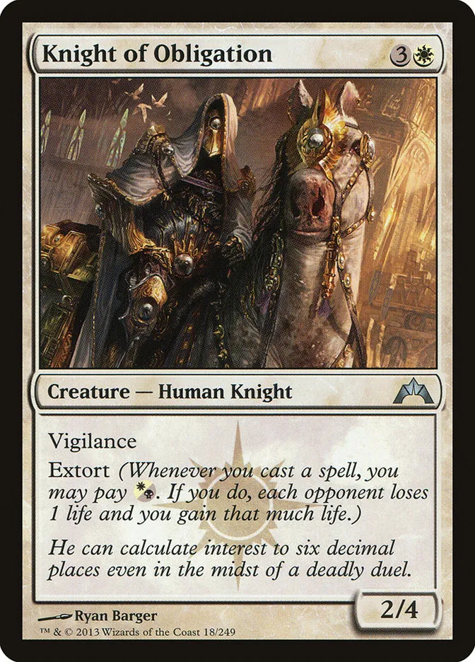 2013 Gatecrash Knight of Obligation uncommon #18 unlisted card image