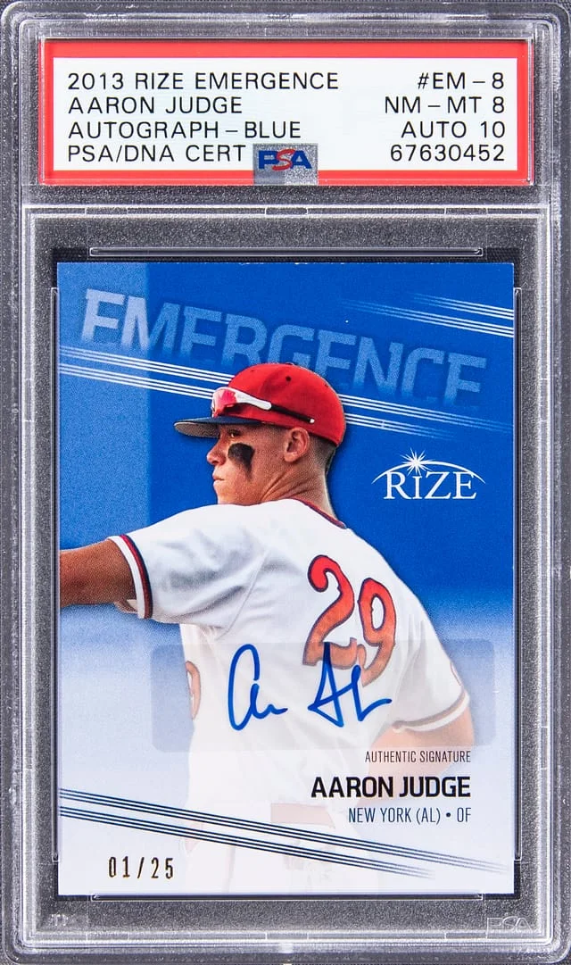 2013 Leaf Aaron Judge Rize Emergence Autographs Blue #EM-8 card image
