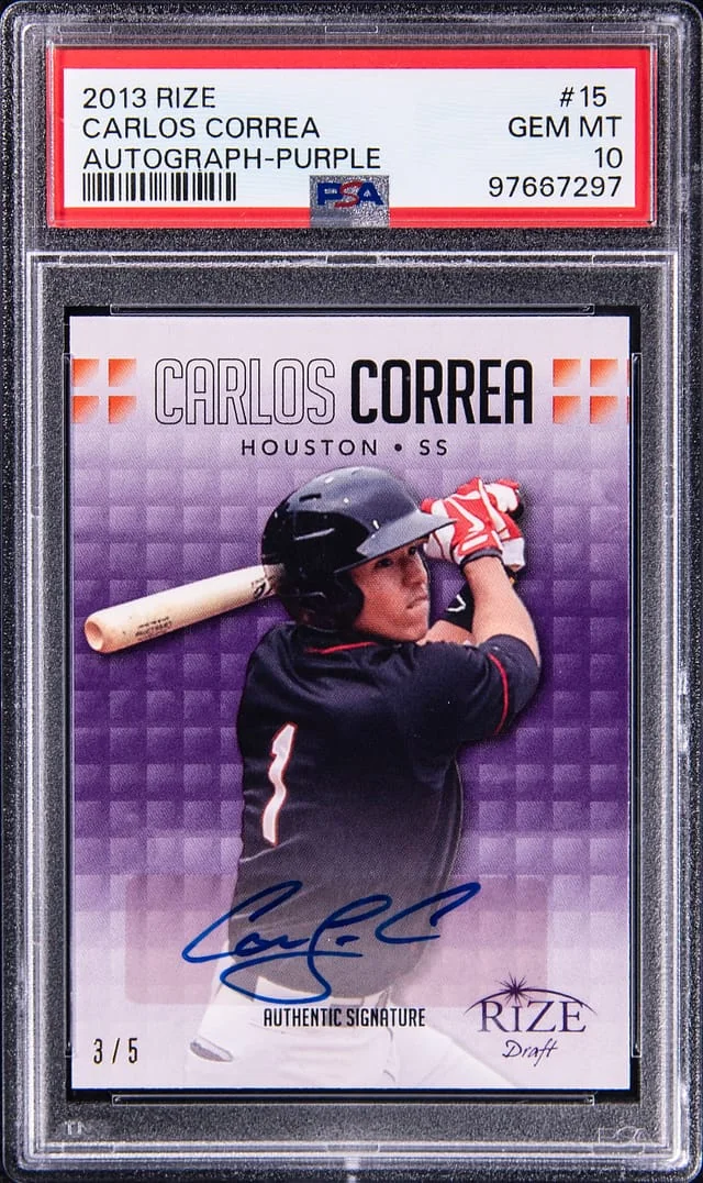 2013 Leaf Carlos Correa Rize Draft Autograph Purple #15 card image