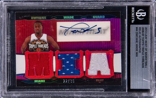 2013 Leaf Dwyane Wade Best of Basketball 2006-07 Topps Triple Threads Relic Autographs #44 card image
