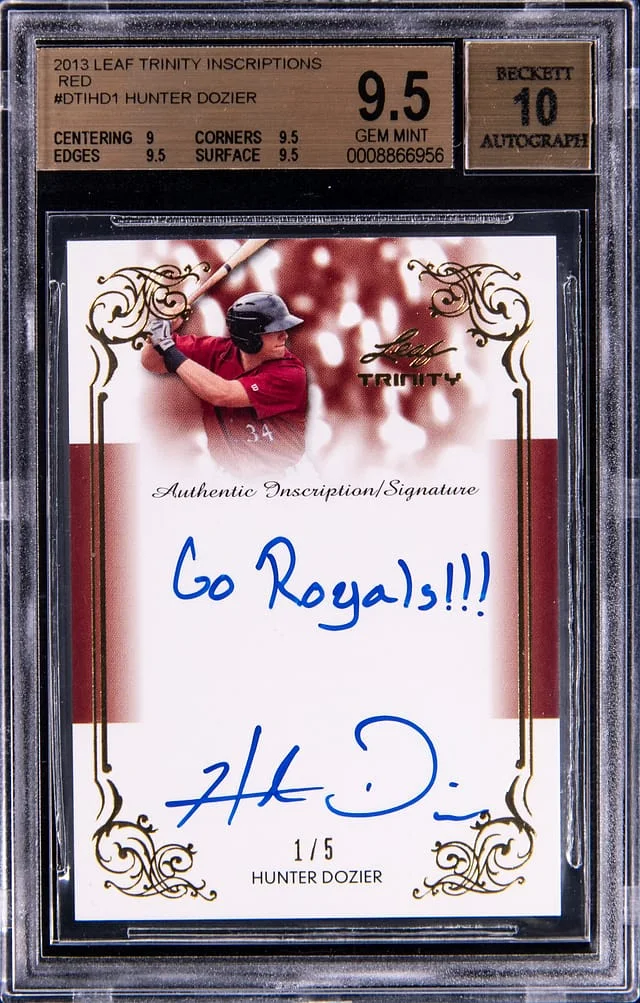 2013 Leaf Trinity Hunter Dozier Inscriptions Red #DTI-HD1 card image