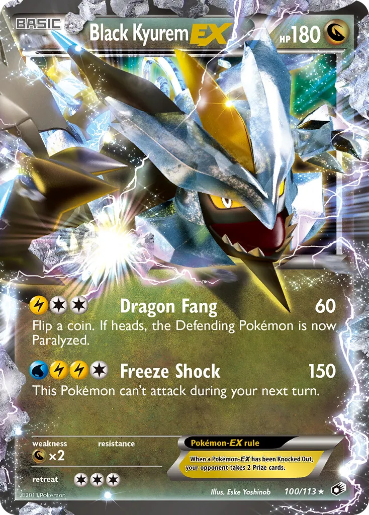 2013 Legendary Treasures Black Kyurem-EX Rare Holo EX #100/113 Rare Holo EX card image