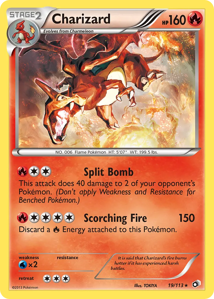 2013 Legendary Treasures Charizard #019/113 Rare Holo card image