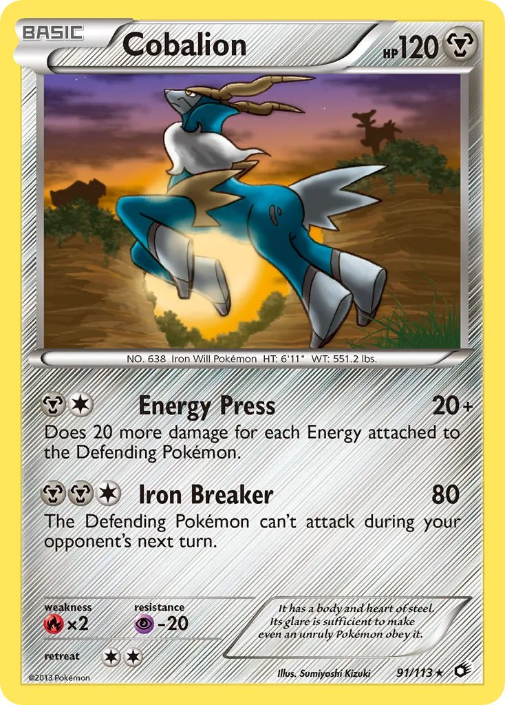 2013 Legendary Treasures Cobalion #091/113 Rare Holo card image