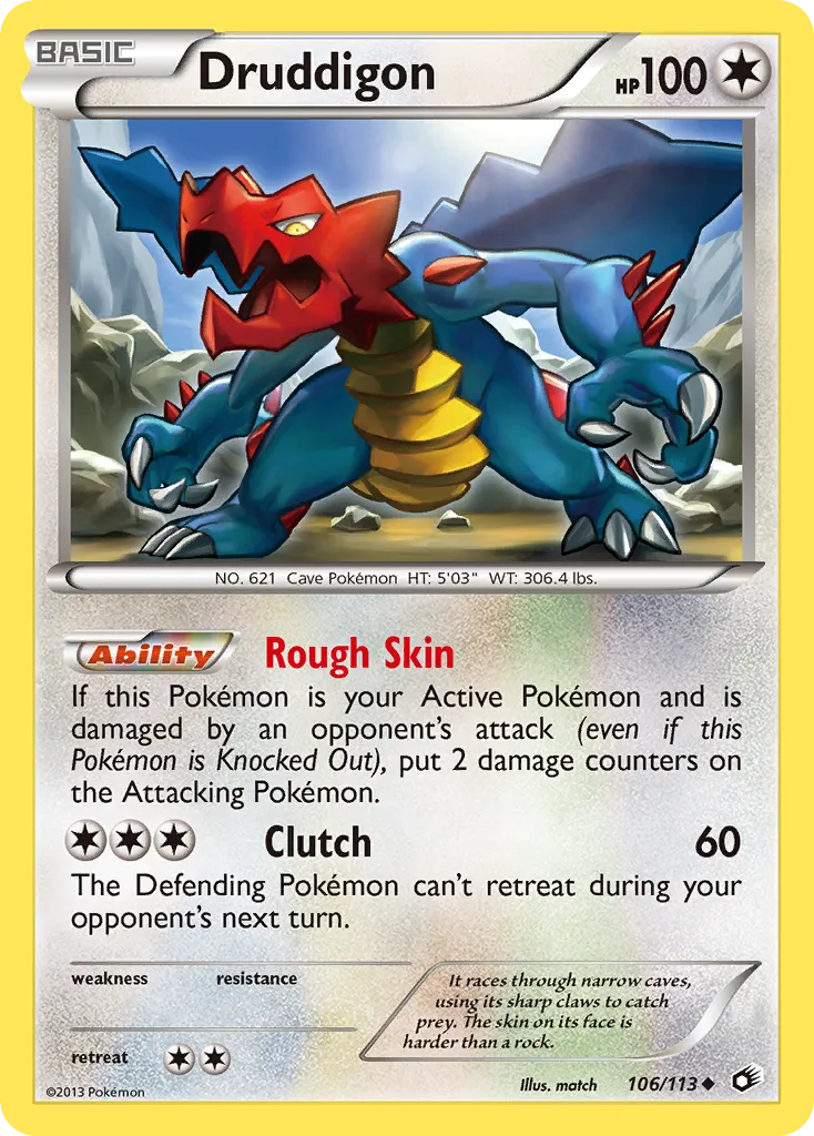 2013 Legendary Treasures Druddigon Uncommon #106/113 Uncommon card image