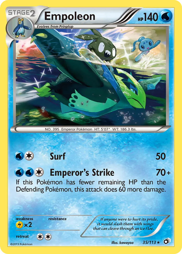 2013 Legendary Treasures Empoleon Rare #035/113 Rare card image