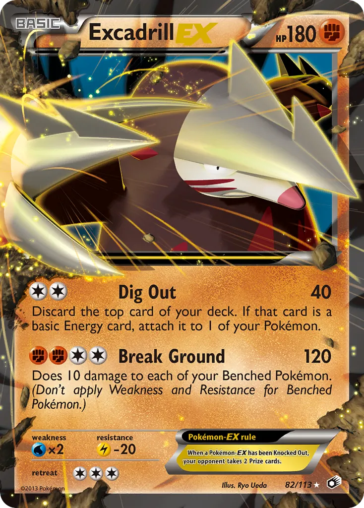 2013 Legendary Treasures Excadrill-EX #082/113 Rare Holo EX card image