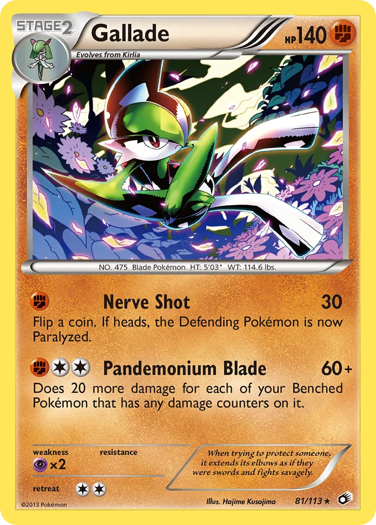 2013 Legendary Treasures Gallade Rare #081/113 Rare card image