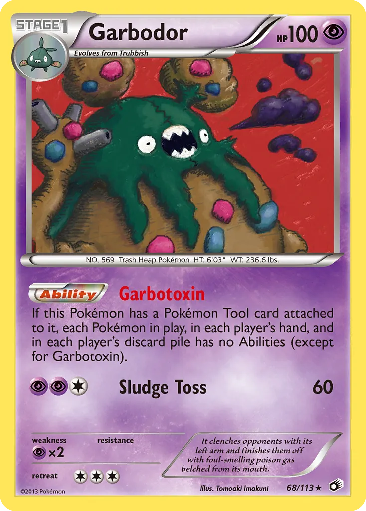 2013 Legendary Treasures Garbodor #068/113 Rare Holo card image