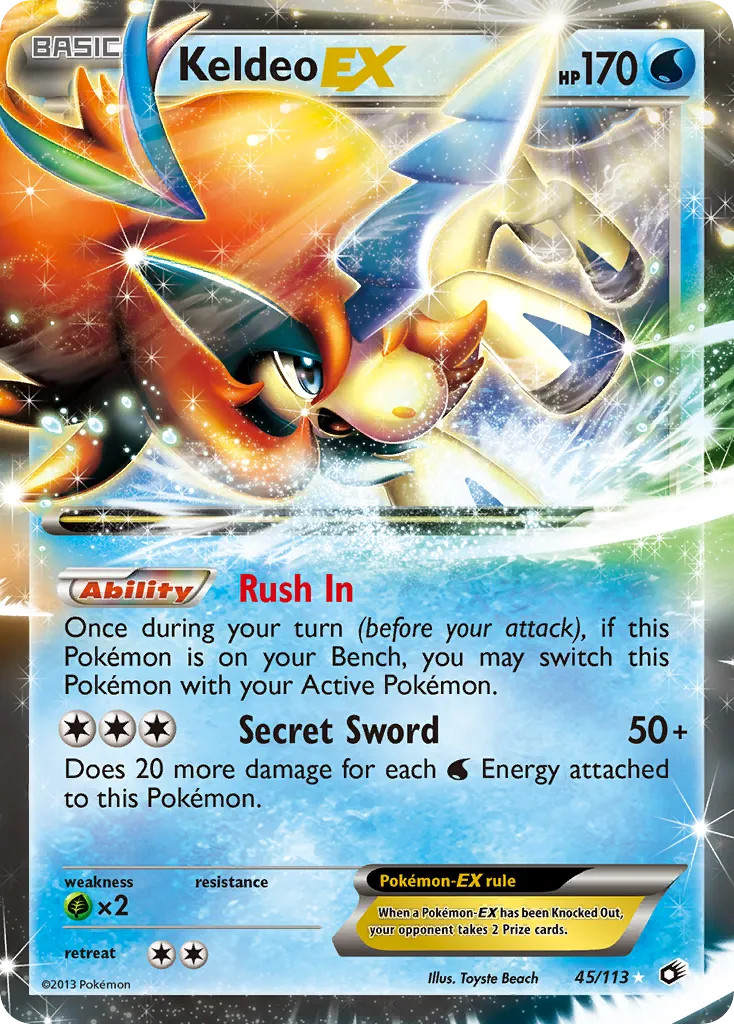 2013 Legendary Treasures Keldeo-EX #045/113 Rare Holo EX card image