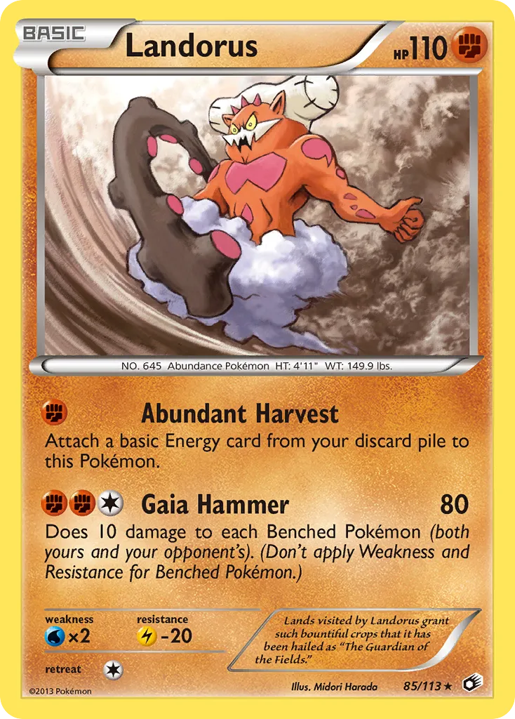 2013 Legendary Treasures Landorus #085/113 Rare Holo card image