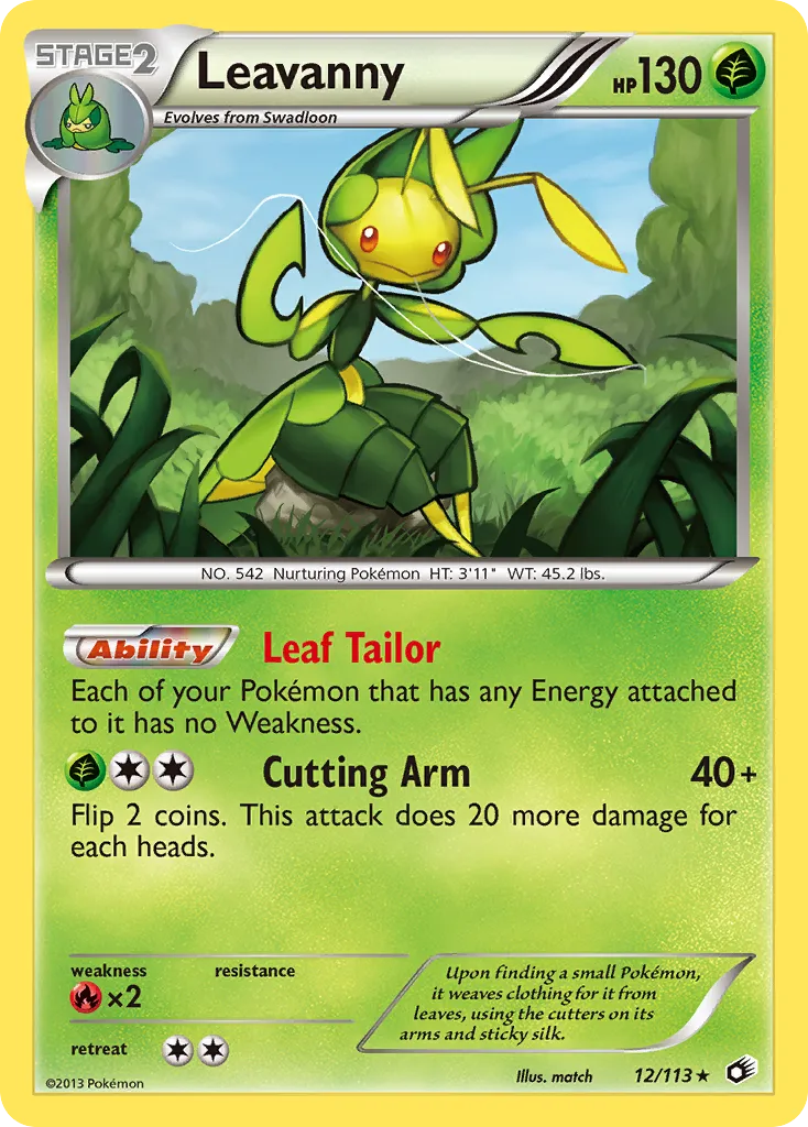 2013 Legendary Treasures Leavanny #012/113 Rare Holo card image